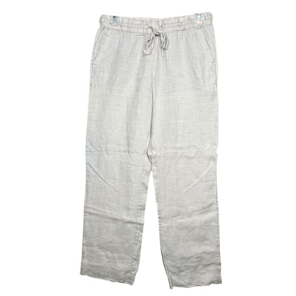 Charter Club Pants Womens Petite Small Beige Linen Drawstring Elastic Waist - Picture 11 of 12